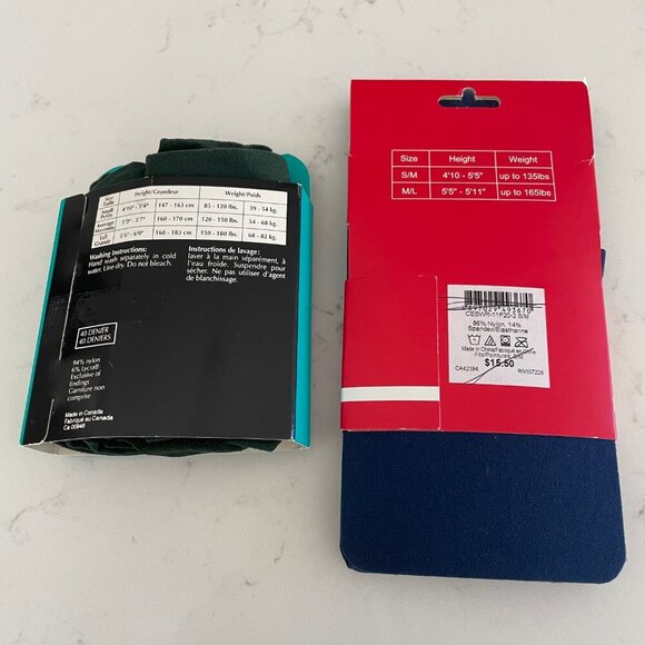 Hanes Her Way (Green) + Espirit (Blue) 2 Packs Colorful Fall Tights Sz S NIP - Picture 3 of 7